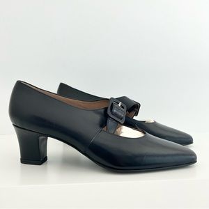 Vintage Ñora Yanko Heels, Made in Spain, Black with Buckle, Size 7, New